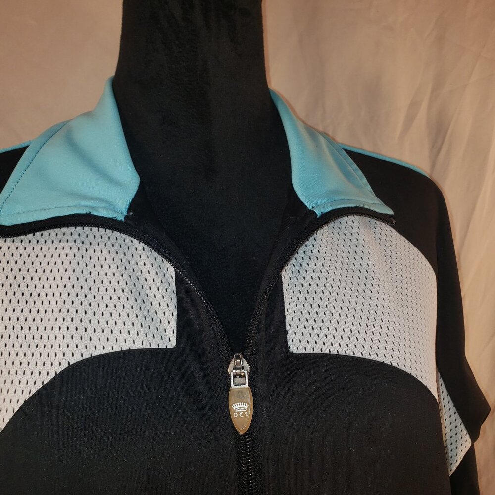 Women's Oleg Cassini Sport Black & Light Blue Athletic Jacket - M